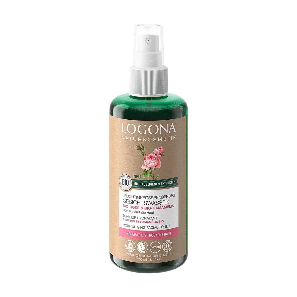 Зволожувальний біо-тонік для обличчя Logona Bio-Rose &amp; Bio-Hamamelis Moisturising Facial Toner для сухої та чутливої шкіри, 150 мл